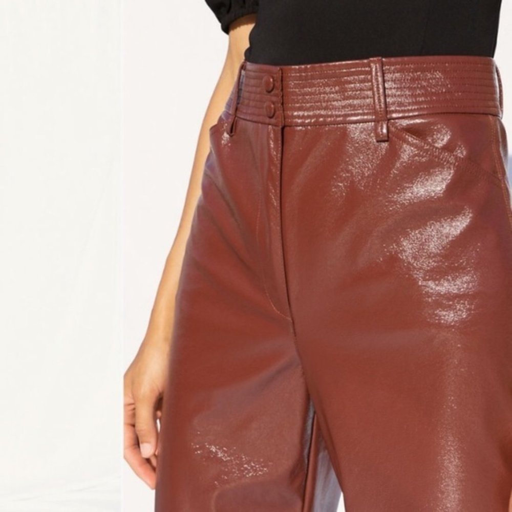 ❗️SOLD❗️Aritzia Wilfred Rustic Burnt Orange Faux Leather Funk Pants Size 12 - Picture 3 of 11